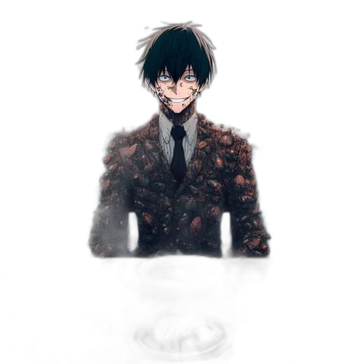 jacket, creature, staff, face transparent PNG cut-out
