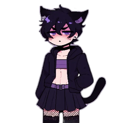creature, pixel art, anime, vaporwave transparent PNG cut-out