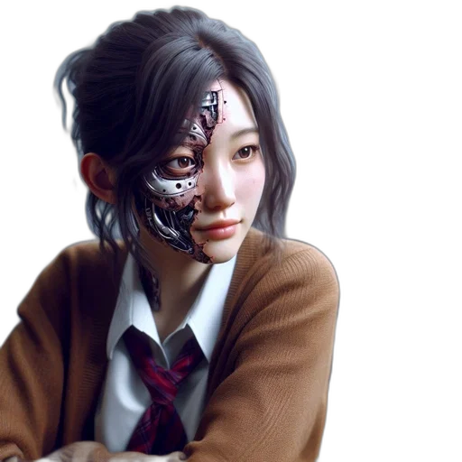 mask, robot, face, photorealistic transparent PNG cut-out