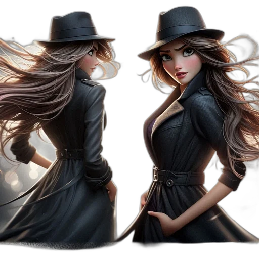 hat, dress, hair, fantasy art transparent PNG cut-out