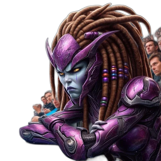 robot, hair, face, concept art transparent PNG cut-out