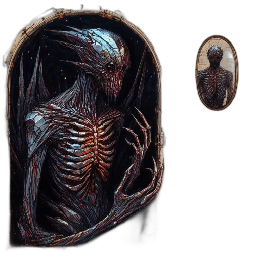 creature, mask, jacket, hair transparent PNG cut-out