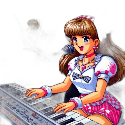robot, dress, vaporwave, anime transparent PNG cut-out