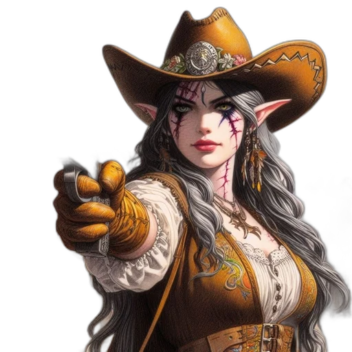staff, hat, face, fantasy art transparent PNG cut-out