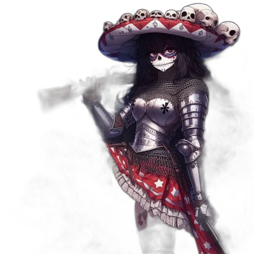 hat, mask, dress, staff transparent PNG cut-out