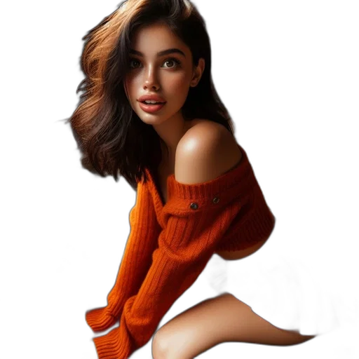 dress, hair, photorealistic, oil painting transparent PNG cut-out