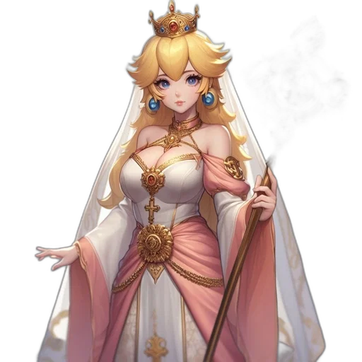 crown, dress, staff, dragon transparent PNG cut-out