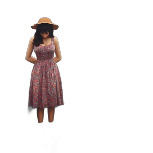 dress, hat, umbrella, staff transparent PNG cut-out