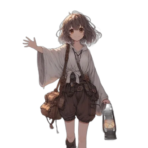 dress, staff, jacket, creature transparent PNG cut-out