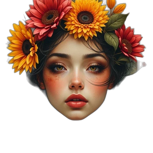 crown, face, flower, mask transparent PNG cut-out