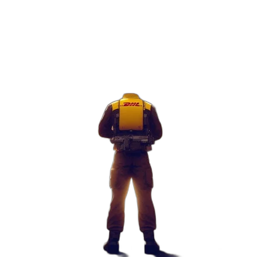 robot, jacket, staff, creature transparent PNG cut-out