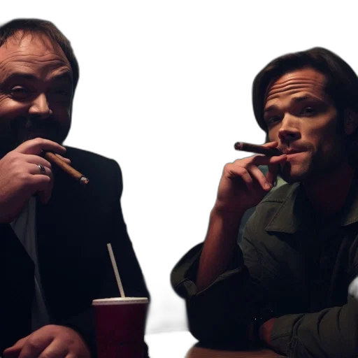 fire, two, men, sit transparent PNG cut-out