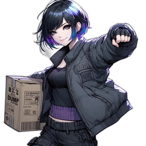 jacket, weapon, staff, robot transparent PNG cut-out