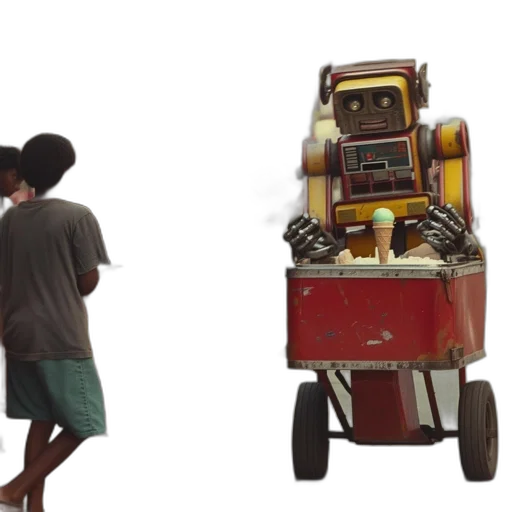 robot, 3d render, concept art, photorealistic transparent PNG cut-out
