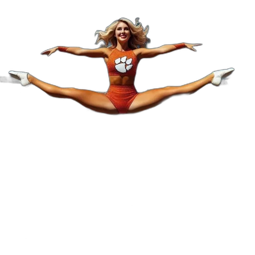 cheerleader, performs, split, leap transparent PNG cut-out