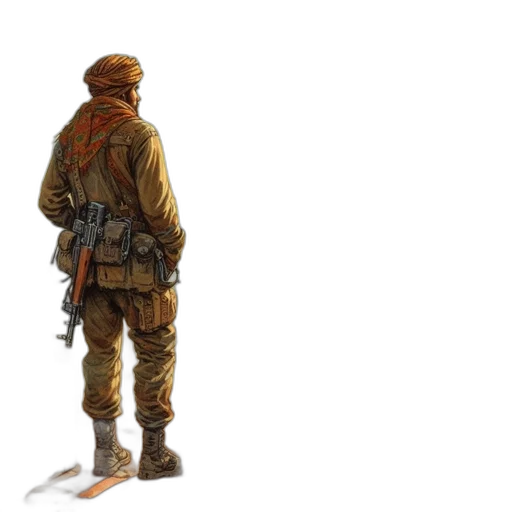 jacket, weapon, staff, hat transparent PNG cut-out