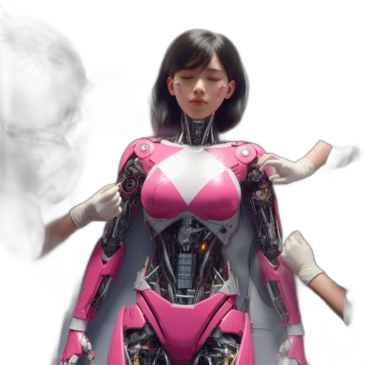 robot, concept art, cyberpunk, 3d render transparent PNG cut-out