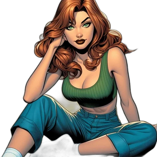 comic book art, cartoon, concept art, green transparent PNG cut-out