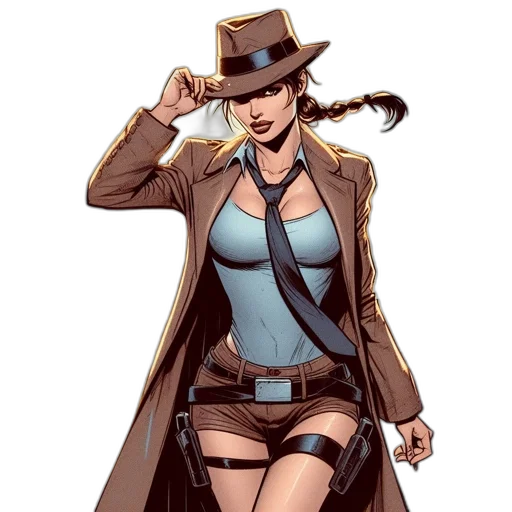 hat, staff, jacket, comic book art transparent PNG cut-out