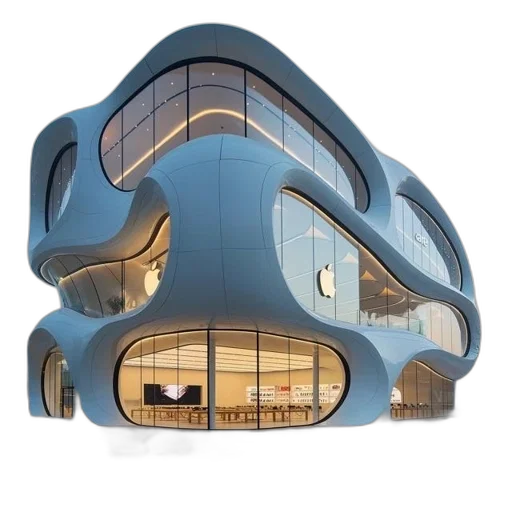 building, 3d render, concept art, modern transparent PNG cut-out