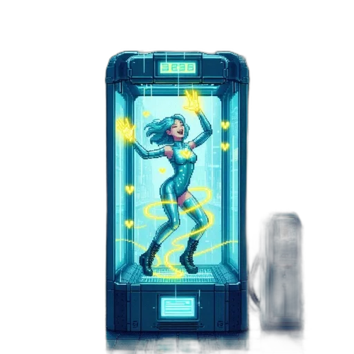 robot, concept art, cyberpunk, pixel art transparent PNG cut-out