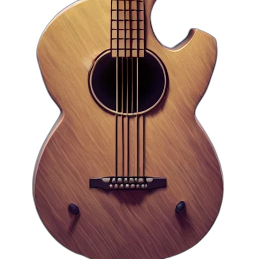 3d render, photorealistic, guitar, unreal transparent PNG cut-out