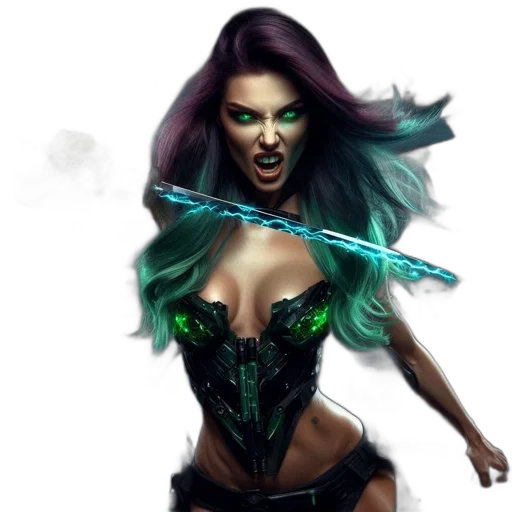 fantasy art, concept art, comic book art, cyberpunk transparent PNG cut-out