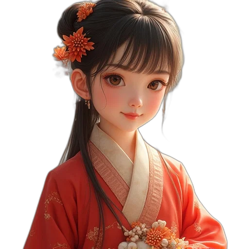 dress, face, jewelry, staff transparent PNG cut-out