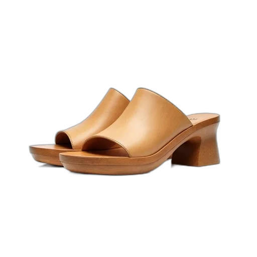 shoes, earth tones, pair, wooden transparent PNG cut-out