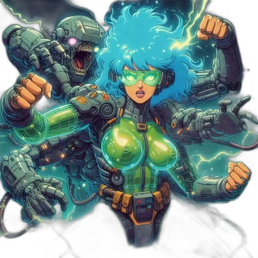 robot, cyberpunk, comic book art, concept art transparent PNG cut-out