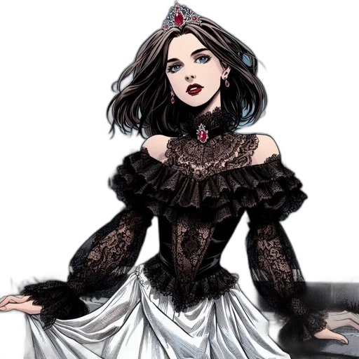 dress, jewelry, comic book art, concept art transparent PNG cut-out
