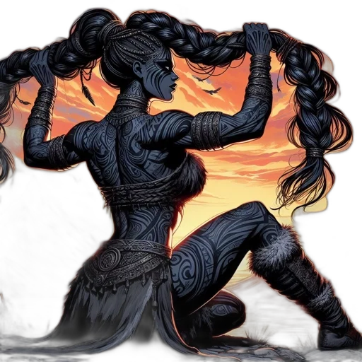 dragon, hair, mask, concept art transparent PNG cut-out