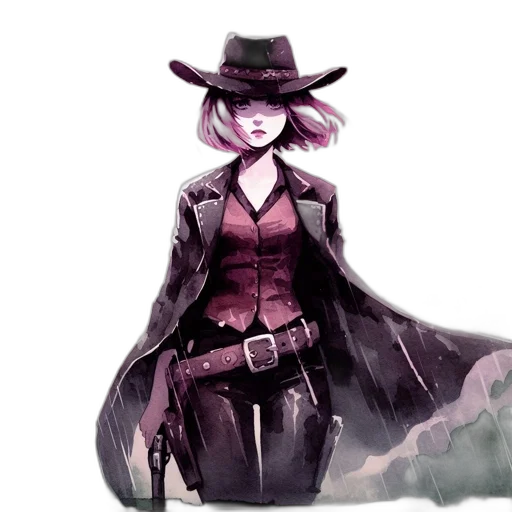 hat, jacket, staff, weapon transparent PNG cut-out