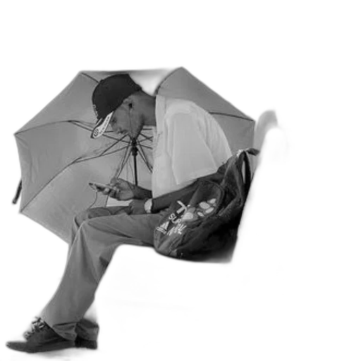 umbrella, jacket, staff, photorealistic transparent PNG cut-out
