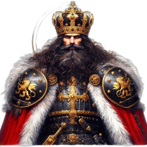 crown, sword, face, hair transparent PNG cut-out