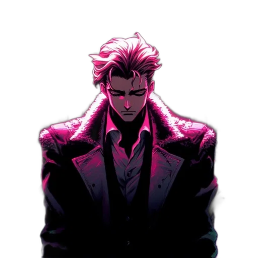 jacket, staff, comic book art, cyberpunk transparent PNG cut-out