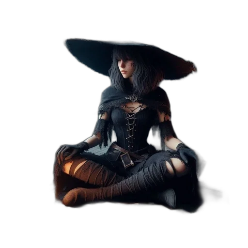 hat, dress, mask, staff transparent PNG cut-out