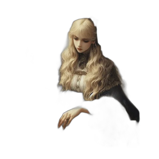 hair, crown, staff, dress transparent PNG cut-out