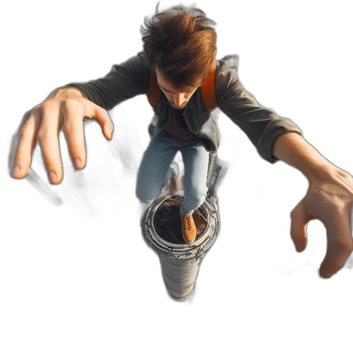 jacket, shoes, staff, robot transparent PNG cut-out