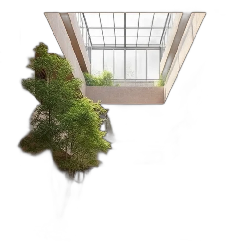 building, tree, 3d render, photorealistic transparent PNG cut-out
