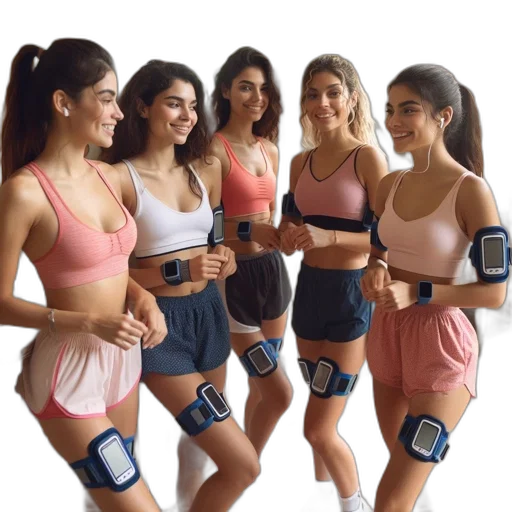 five, women, sportswear, chat transparent PNG cut-out