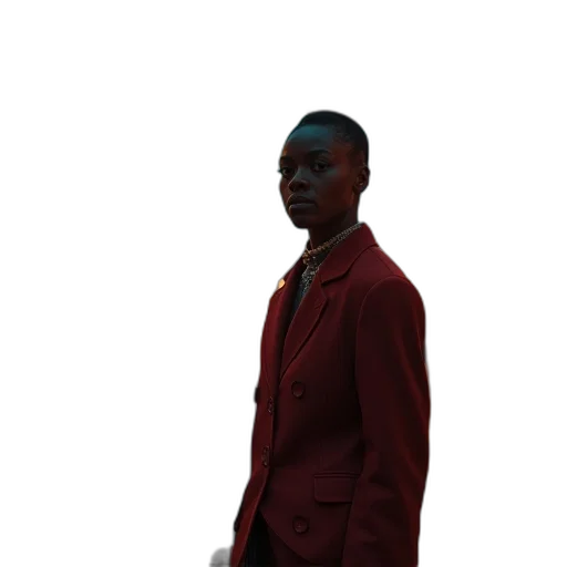 jacket, staff, face, robot transparent PNG cut-out
