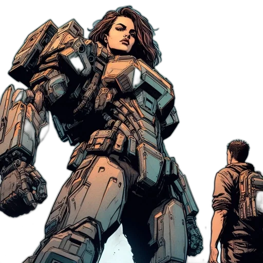 robot, comic book art, concept art, cyberpunk transparent PNG cut-out