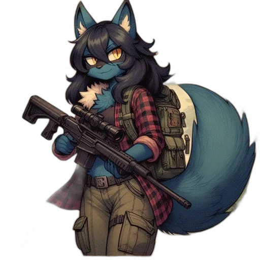 weapon, animal, jacket, staff transparent PNG cut-out