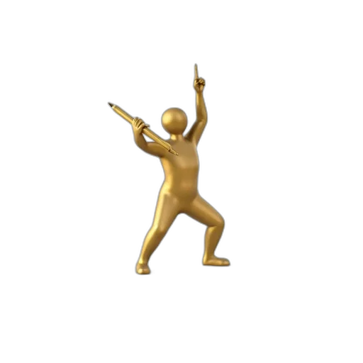staff, jewelry, 3d render, golden transparent PNG cut-out