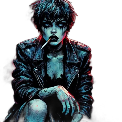 jacket, cyberpunk, comic book art, concept art transparent PNG cut-out