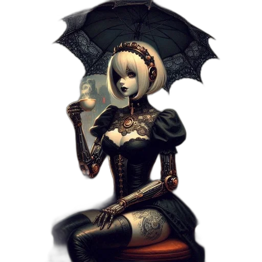 umbrella, staff, dress, robot transparent PNG cut-out