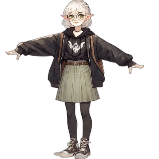 jacket, staff, dress, creature transparent PNG cut-out