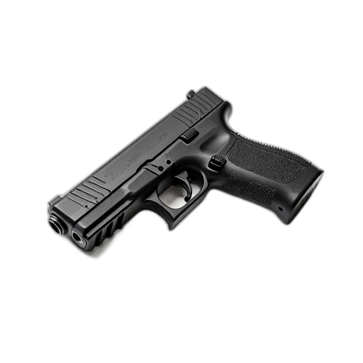 weapon, black, modern-looking, handgun transparent PNG cut-out