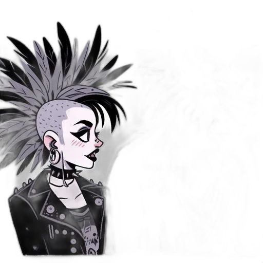 hair, jacket, creature, crown transparent PNG cut-out